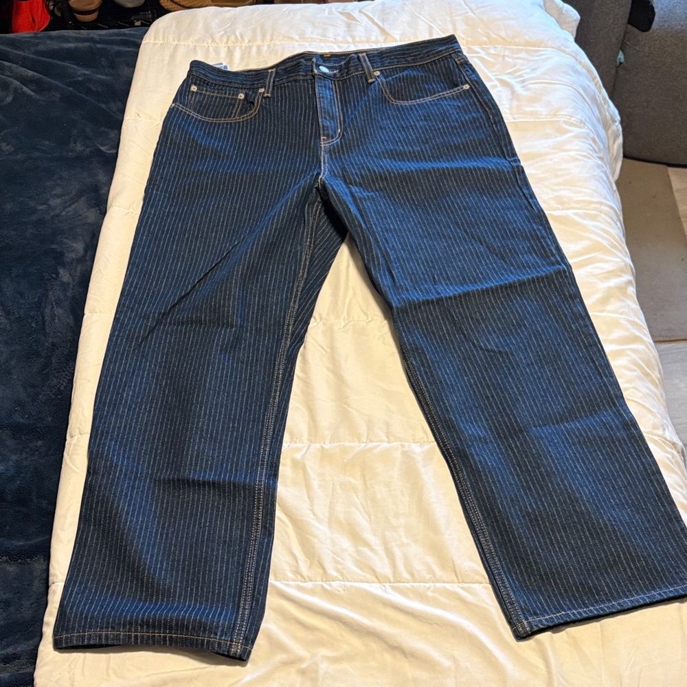 Levi's Men's Dark Blue Pinstriped Jeans